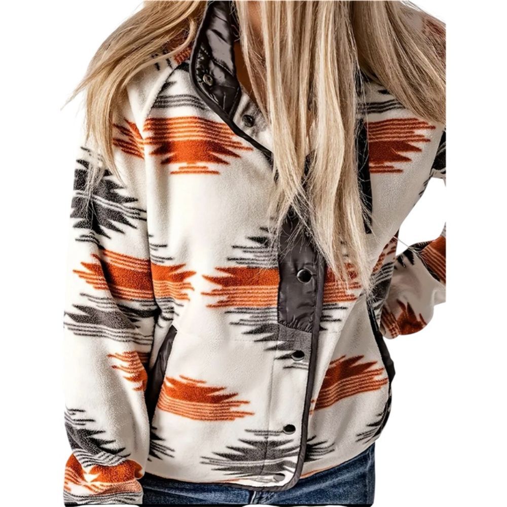 Fleece Jacket Aztec Western Print Womens XL